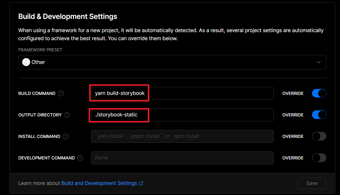 Build & Development Settings